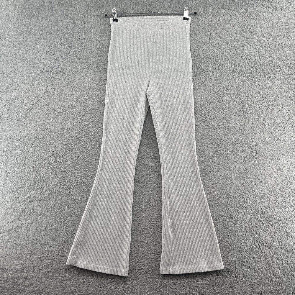 Aerie Groove-On Velour High Waisted Flare Pant Size Small Heather gray